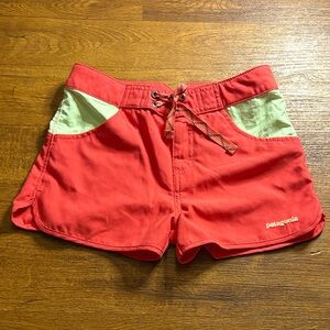Patagonia Forries Shorey Board Shorts Girls Swim Red And Yellow